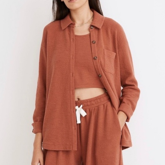 Madewell Tops - Madewell Terracotta Waffle Knit Shirt Jacket